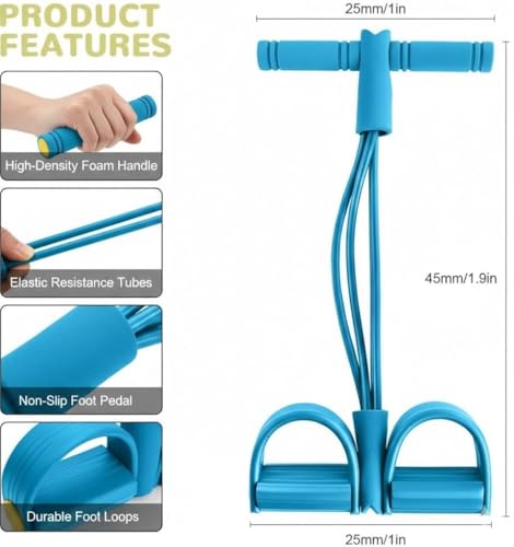 Image of Portable Resistance Band with Foot Pedals, Full Body Workout, Strength Training, Toning and Stretching Exercise Equipment