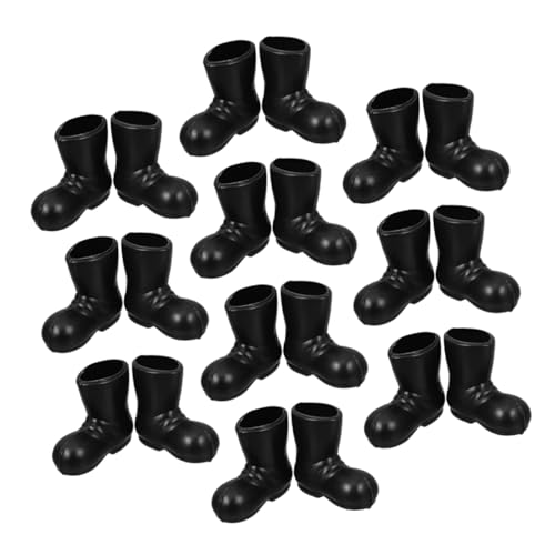 Toyvian 20pcs Miniature Christmas Santa Boots Ornaments Dollhouse Black Boots for Holiday Decor Xmas Table Centerpiece Diy Projects Fairy Garden Accessories