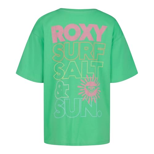 Image of Roxy Girls' Short Sleeve Oversized Fit Logo Tee, Crew Neck Graphic T-Shirt, Soft & Comfortable