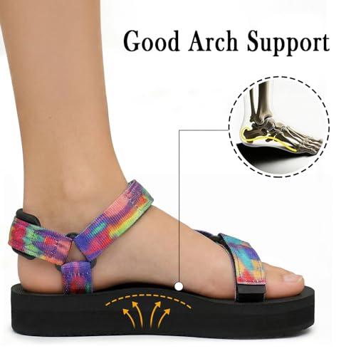 Image of Sport Walking Water Sandals for Women with Arch Support & Adjustable Straps Platform Sandals Women Height Increase