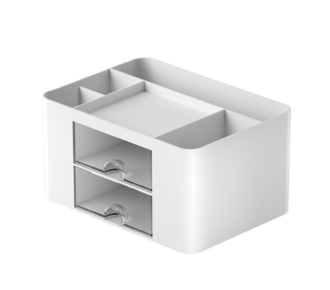 Organizer na Biurko Organizer Na Biurko Z 2 Szufladami Uchwyt Na Ołówki I Długopisy Na Biurko Śliczne Akcesoria Na Biurko Z Plastikowym Biurkiem Organizery na Biurko ( Color : A , Size : 10*14*19.5cm