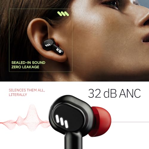 Image of GOBOULT Tenet Pro with ANC TWS Earbuds, 75H Playtime, Amp App Support, 32dB ANC, Quad Mic ENC, Dual Device Pairing, 13mm Driver Ear Buds, Bluetooth 6.0 Wireless Earbuds (Crimson Red)