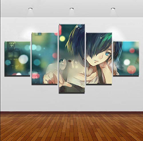 5 Leinwandbilder Rahmen Wandbilder Wohnkultur HD Anime Tokio Ghul Touka Kirishima Bild auf Leinwand Weihnachten Geschenk Leinwanddrucke