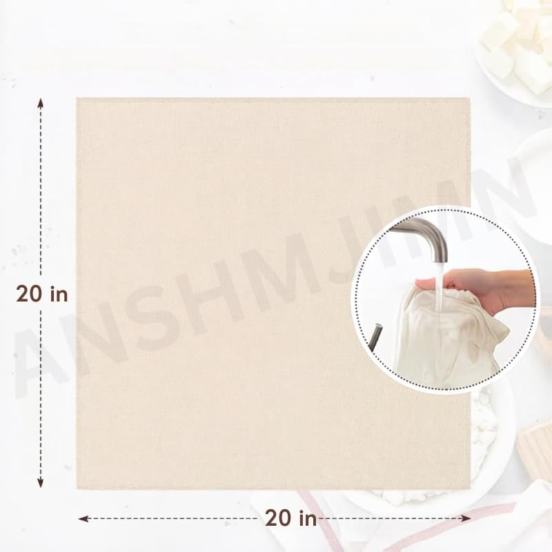 Image of Premium Cheesecloth (6 Pcs) - 100% Unbleached Cotton, Grade 100 Fine Mesh Strainer Cloth 20x20 Inch - Reusable Muslin Cloth for Paneer, Cheese (Pack of 6)