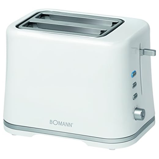 Bomann TA 1577 Tostadora, 3 Funciones, calienta panecillos, 870 W, Plástico, 2 Ranuras, Blanco y Plata