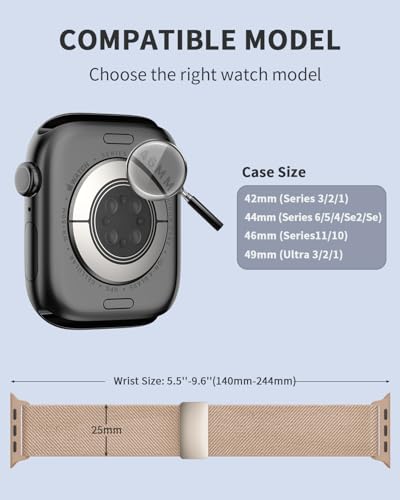 Sunnywoo Stretchy Loop Band for Apple Watch w/ Adjustable Magnetic Clasp (Various Colors/Sizes) - image 2