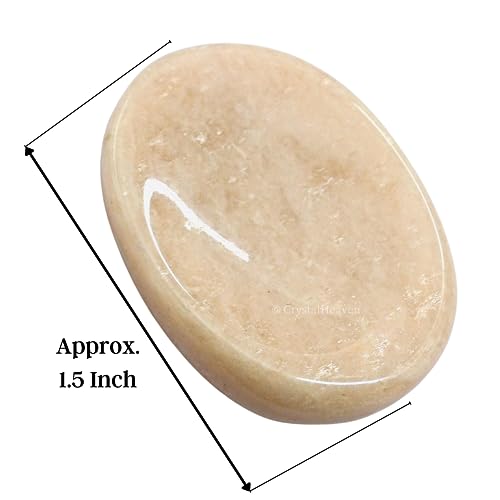 Image of Cream Moonstone Crystal Thumb Worry Pebbles Stones for Anxiety Stress Relief Massage - AAA Grade Original Healing Gemstone Agate Rubbing Stone for Yoga Meditation Spiritual Reiki Feng Shui