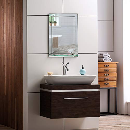 Neue Design Rectangular Bathroom Mirror, Double Layer 50cm x 40cm Wall Mounted Shelf Elegant, Sizes 70cm x 50cm, 60cm x 43cm or 50cm x 40cm Iowa