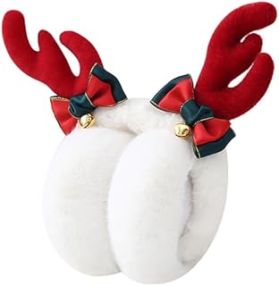 Xiuyer Winter Ear Warmer Outdoor Warm Earmuffs Faux Furry Winter Ear Muffs Warm Ear Covers Fur Adjustable Winter Cute Elk Antlers Earmuffs Fluffy Christmas Ear Warmer Ski Earmuffs for Women Girls