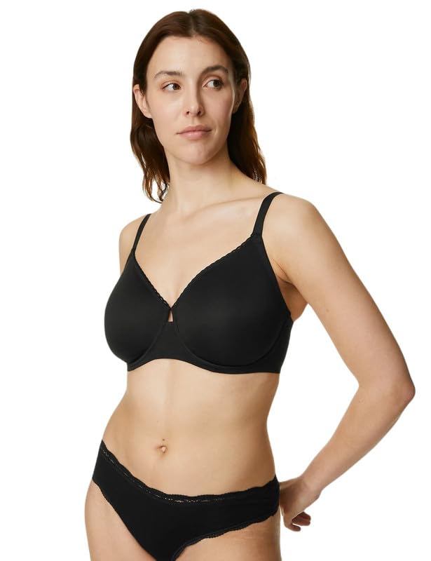 marks & spencer Womens Cotton Blend Wired & Non Padded Minimiser Bra Black-picture-39