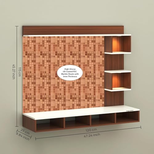 Image of TV Cabinet for Bedroom 32 inch to 65 Inches Engineered Wood TV Entertainment Unit Back Side 3mm UPVC Self Adhsive Waterproof Sheet and Lights (Copper, 24-40 Inches, Without Fitting)