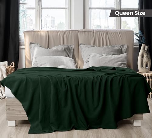 Image of Utopia Bedding 100% Cotton Thermal Blanket Forest Green Queen Size Soft, Lightweight, Breathable, Cozy Spring and Summer Blankets for Bed, Home Room Decor Gifts for Women and Men (90x90 Inches)