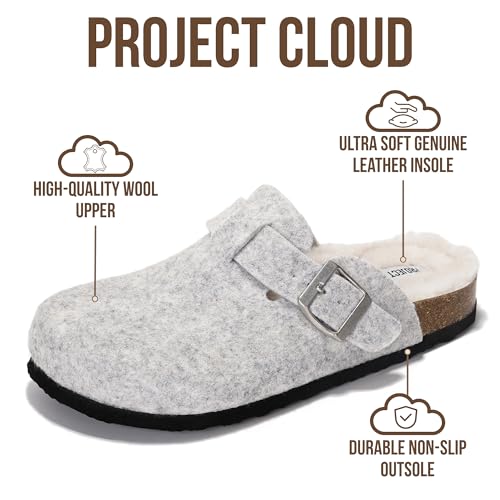 Image of Project Cloud 100% Genuine Leather Footbed Clogs for Women - Memory Foam Arch Support Slippers for Women - Trendy Slip-ons Women's Mules & Clogs Sandals