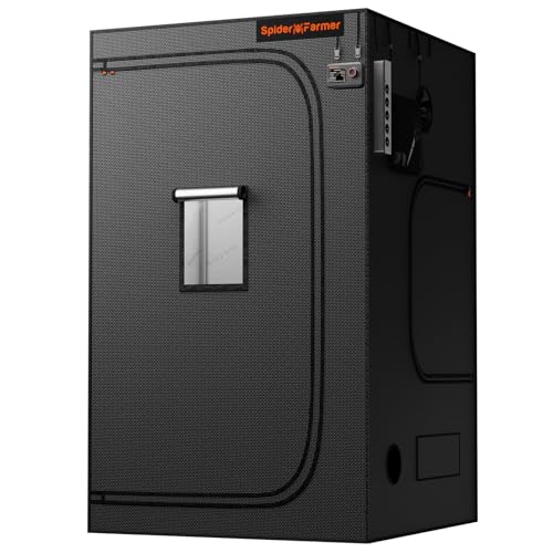 Spider Farmer 4x4 Grow Tent 2025 New, 48'x48'x80', with Hook for Controller and Power Strip, Enlarged View Window, 1680D Thicken Mylar Canvas for Indoor Hydroponic Growing for SF4000, SE5000, G5000