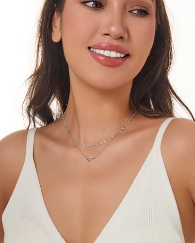 Gold Necklace for Women Dainty Layered Diamond Necklace Trendy 14K Gold Plated Paperclip Choker Necklaces Cute Minimalist Open Oval Star Necklaces Jewelry for Women Gifts