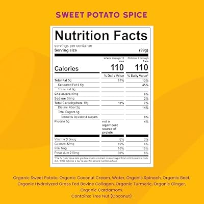 Serenity Kids 6+ Months Dairy-Free Smoothie Baby Food Pouch - Protein-Rich Snacks for Kids - Veggie-Packed Breakfast Smoothie - USDA Organic Baby Food - 3.5 Fl Oz - Pack of 1 - Sweet Potato Spice