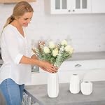 Keramik Vase Weiß Satz von 3 - Moderne Home Aesthetic Decor, Boho Minimalismus Stil Vasen für Pampasgras, Frische Blumen für Trockenblumen Schlafzimmer Eingangsbereich Esstisch Büro – Bild 2