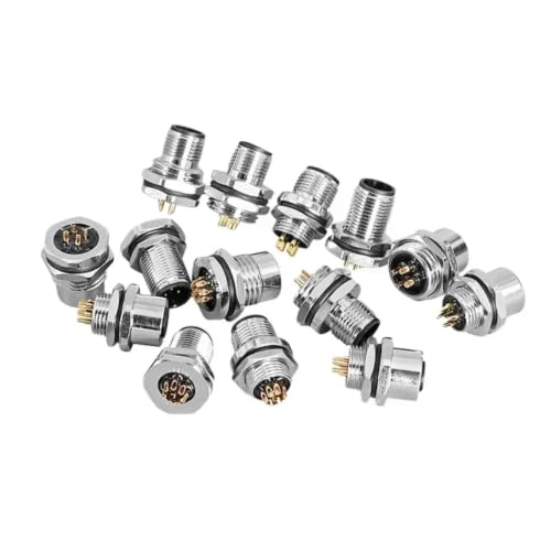 Conector de panel M12 hembra con brida frontal trasera y acoplamiento de rosca 8