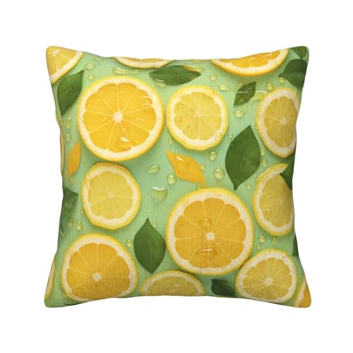 Housse de coussin velours côtelé citron idéal pour embellir votre canapé - 3