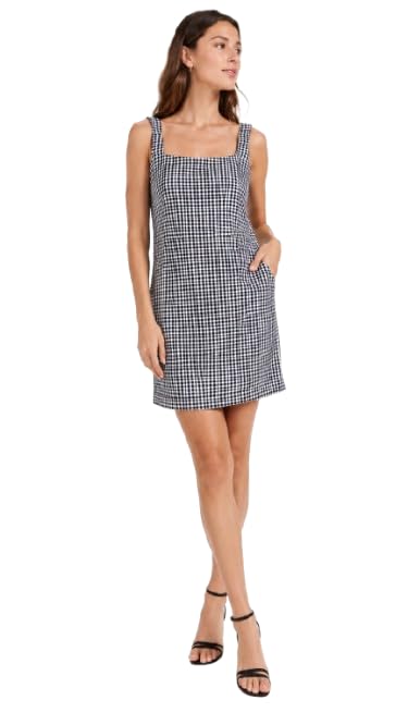 Women's Multicolor Gingham Print Mini Dress with Side Pockets-image-44