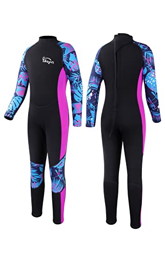 Kids Wetsuit For Boys Girls 2.5MM One Piece Full Body Neoprene Long Sleeve Swimsuit, UV