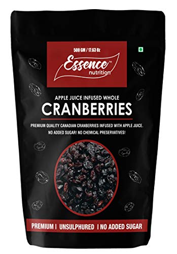 Essence Nutrition Whole Dried Cranberries (500 Grams) - Gluten Fr...