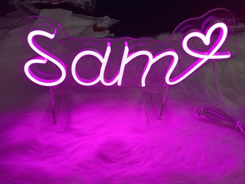 Image of Custom Name Neon Sign (Free Standing Base), custom neon signs, customizable led light sign, led neon sign light, wedding neon sign, bar neon sign, custom name sign, led name sign, neon name sign