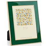 Venusmiles 5x7 Enamel Picture Frame, Gold Metal Edge with Easel, Real Glass Photo Frame for Wall and Tabletop Display Family Office Photo Gallery, Green Enamel/1pc