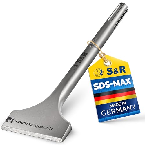S&R Breitmeißel SDS-MAX-Schaft 300 x 80 mm, Meißel in Industrie-Qualität Made in Germany, speziell gehärtet, breit, effektive Schlagkraftübertragung, für Bohrhämmer mit SDS-MAX Aufnahme