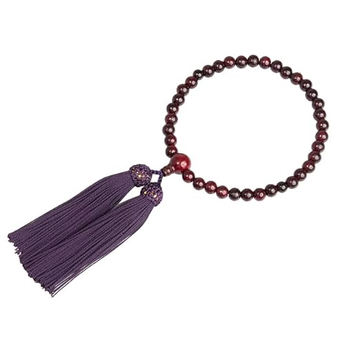 西塔屋 国産 数珠 京都職人手作り 京念珠 紫檀 艶あり 8mm玉 頭付房 女性用 証明書付 0237