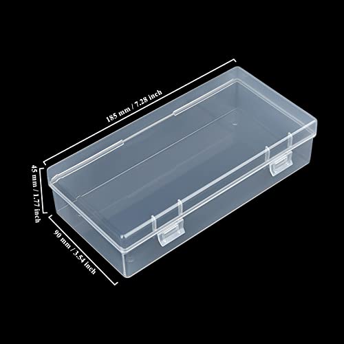 Image of 6 Pack Rectangular Clear Plastic Storage Containers | 7.28 x 3.54 x 1.77 inch, Hinged Lid, For Beads and Small Craft Items