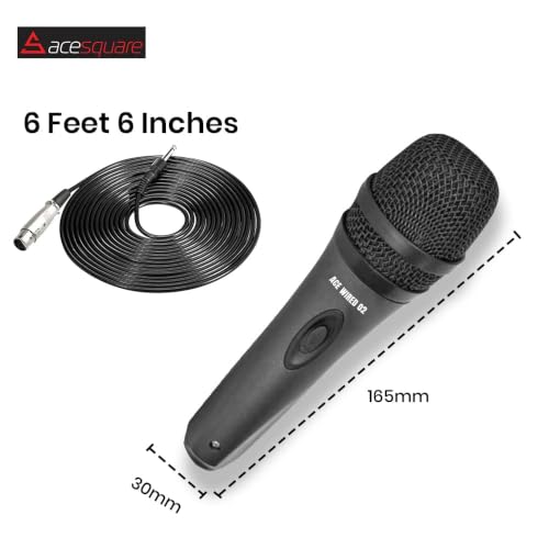 Image of VRJTEC Dynamic Microphone Karaoke with Wire, Black | Unidirectional Vocal, Cardioid, Solo Vocals & Karaoke Singing, 2 Meter Cable, Wired Mic 02