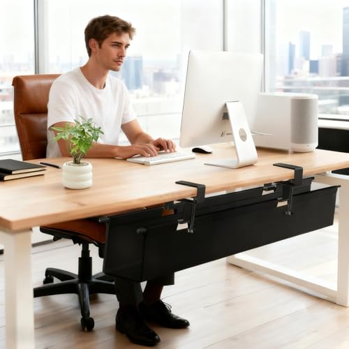 Turmegtt Kabelkanal Schreibtisch Schwarz, Ohne Bohren, Kabelmanagement Schreibtisch Fexibel Oganizer, Klemmen/Schraubmontage, 70cm Stabiles Wasserfestes Kabeltray Kabel-Organizer für Büro/Zuhause