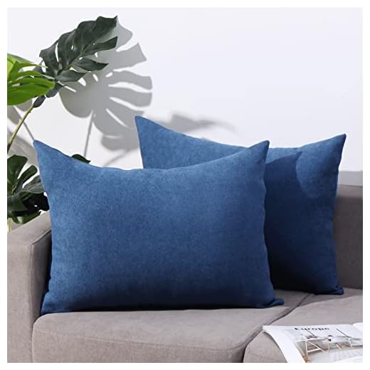 Eslohnt Housse de Coussin 40x60 Lot de 2 Coussins de Canapé Imitation Lin pour siège Auto Exterieur Bleu