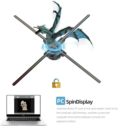 Image of 3DHologramFan,Missyou 23.6 inch 3DHologramfan Projector HD LED Advertising Display with Remote and Bluetooth and Splicing,700 Video Library for Business Store Signs,Bar,Party,Halloween,Stage Lights