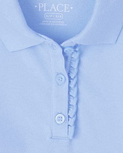 The Children's Place girls Short Sleeve Ruffle Pique Polo Shirt, Daybreak 2 Pack, X-Small US2