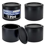Master Elite 1 Pint Empty Plastic Paint Can Bucket, Pack of 4 - Triple Lock Airtight Lid Seal, 16 fl. oz. All-Plastic Coating Storage Container Can - Pail Handle, Dent & Rust Proof, Odor Resistant
