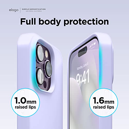 Image of elago Compatible with iPhone 14 Pro Max Case, Liquid Silicone Case, Full Body Protective Cover, Shockproof, Slim Phone Case, Anti-Scratch Soft Microfiber Lining, 6.7 inch (Purple)