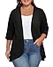 TIANZHU Cardigans Shrug for Women 3/4 Sleeves Open Front Lightweight Shrug Lace Bolero, Black, 4X-Large