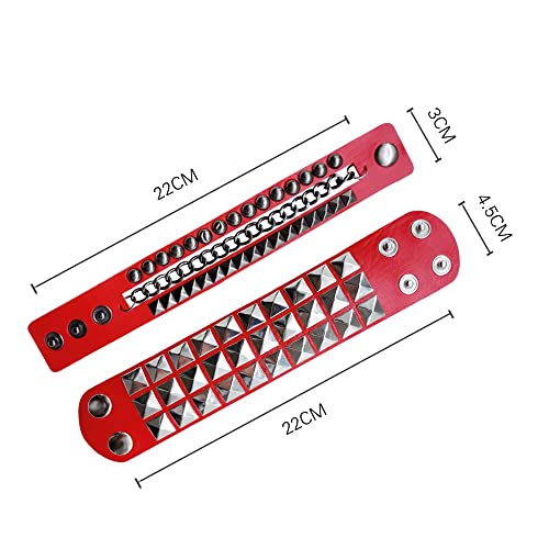 Pulsera punk unisex de cuero con tachuelas metálicas miniatura 2