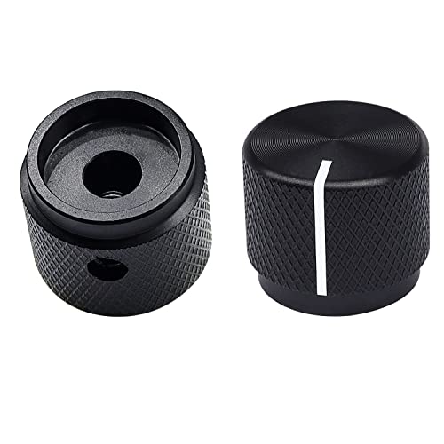 Taiss 2Pcs Guitar Knob,Black Aluminum Rotary Electronic Control Potentiometer Knob,Volume Control Knob,Audio Knob,Electric Guitar Knob,Switch Knob,20Mm Dia. X 17Mm Height For 6 Mm Diameter Shaft #TOP4
