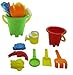 YMCtoys - Kid's Mini Beach Sandbox Tool Play Set, Watering Bucket, Hand Tools, Sand Molds (6 Piece)