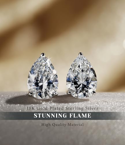 "STUNNING FLAME" Trillion-cut/Cushion-cut/Emerald-cut/Marquise-cut ... 18K White Gold Plated Sterling Silver Cubic Zirconia Simulated Diamond Stud Earrings for Women3