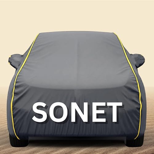 Image of 100% Waterproof Sonet Car Cover Heavy Duty - Premium Polyester Car Body Cover, All Weather Outdoor Protection, UV Resistant, Dustproof, Windproof, Heat Resistant, Scratch Resistant (Grey)