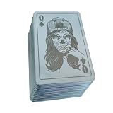 54PCS 304 Stainless Steel Poker Full Metal Playing Cards Skull Cards Deck of Thick Double-sided Practical Carving Throwing Cards Game Bulk Unique Gift Set No-burr Waterproof Collectable (Style-D)