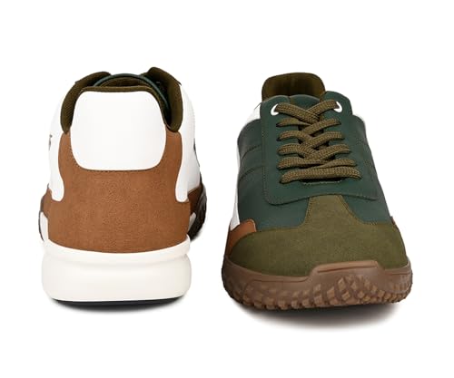 Image of LOUIS STITCH Green and Tan Sneaker for Men | Comfortable Sneaker | LSP-SNK-AVI004-WHTN