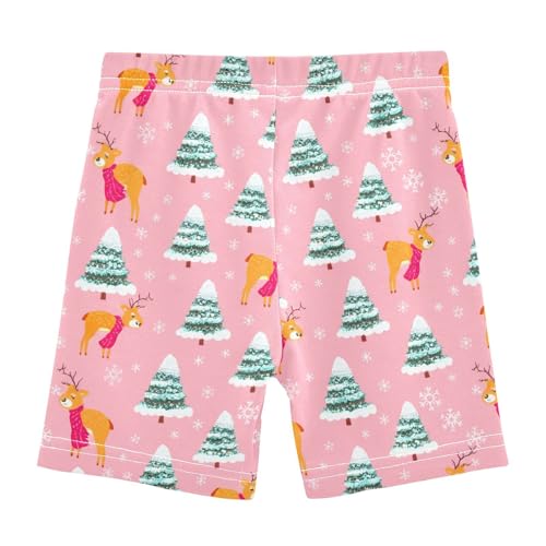 Snowflake Deer Trees Girls Bike Shorts Toddler Athletic Dance Under Skirts Dance Shorts for Sports,4T2