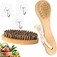Kartoffelbürste 2 Stück Gemüsebürste Holz Naturborsten Pilzbürste Champignonbürste Weiche Bürste Bürste Holz Ergonomischer Griff für Reinigen von Gemüse, Obst und Küchenutensilien