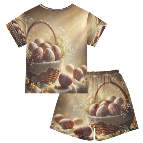 Easter Eggs Cute Pajama Set Short Sleeve Pajamas Shorts Sets Cotton PJS 2 Piece Clothes Set 5Y2