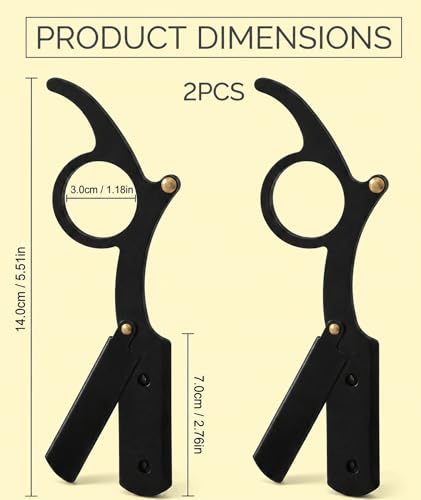 Image of 2Pcs Razor For Man, Shaving Razor Men, Straight Razor-Manual Barber-Style Professional Trimming Tool For Beard & Face